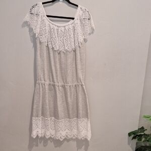Mapale' Elegant Gray Lace Trim Mini Dress Size XL